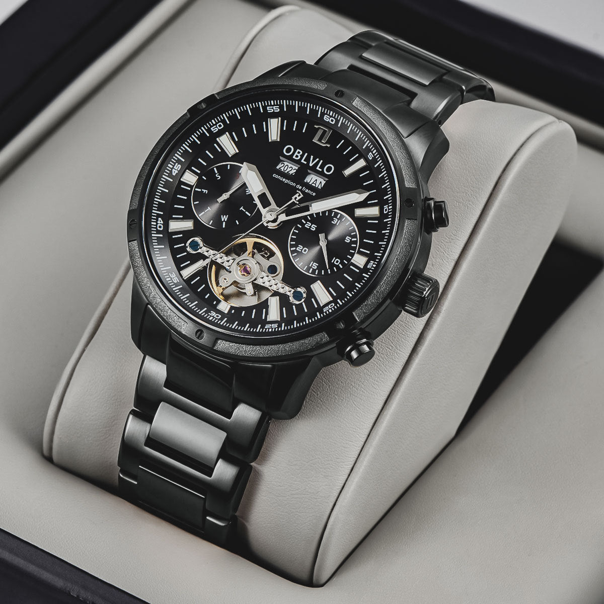 Men's Hollow-Dial Watch | Steel & Leather Styles