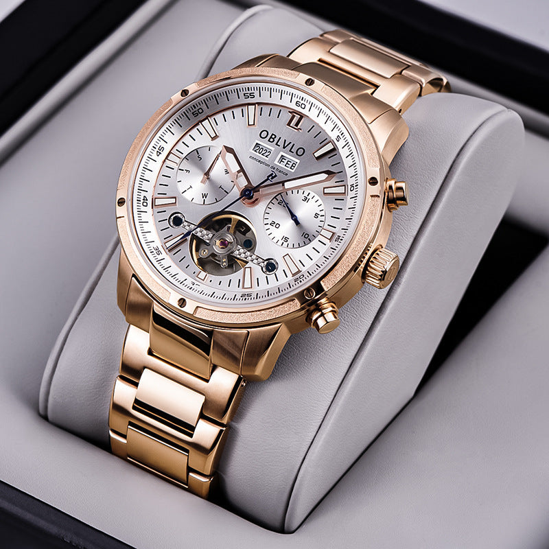 Men's Hollow-Dial Watch | Steel & Leather Styles