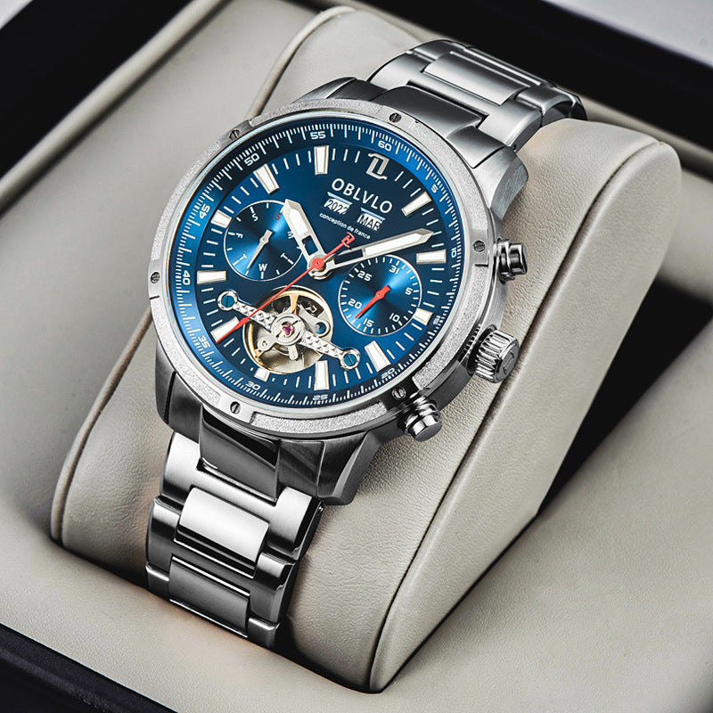 Men's Hollow-Dial Watch | Steel & Leather Styles