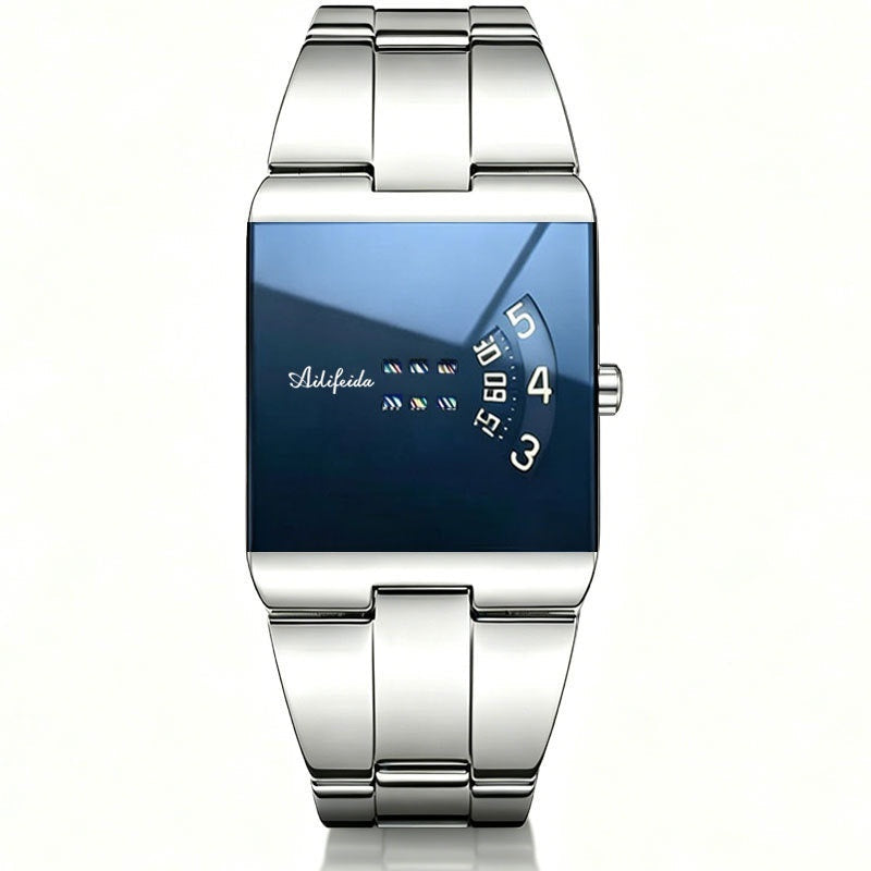 Men's Square Quartz Watch | Steel Band & Color Dial Options