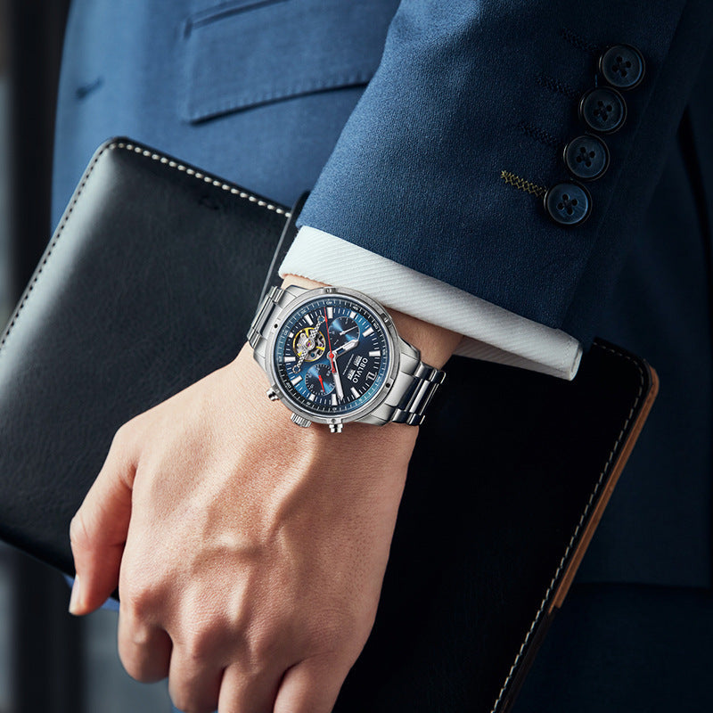 Men's Hollow-Dial Watch | Steel & Leather Styles