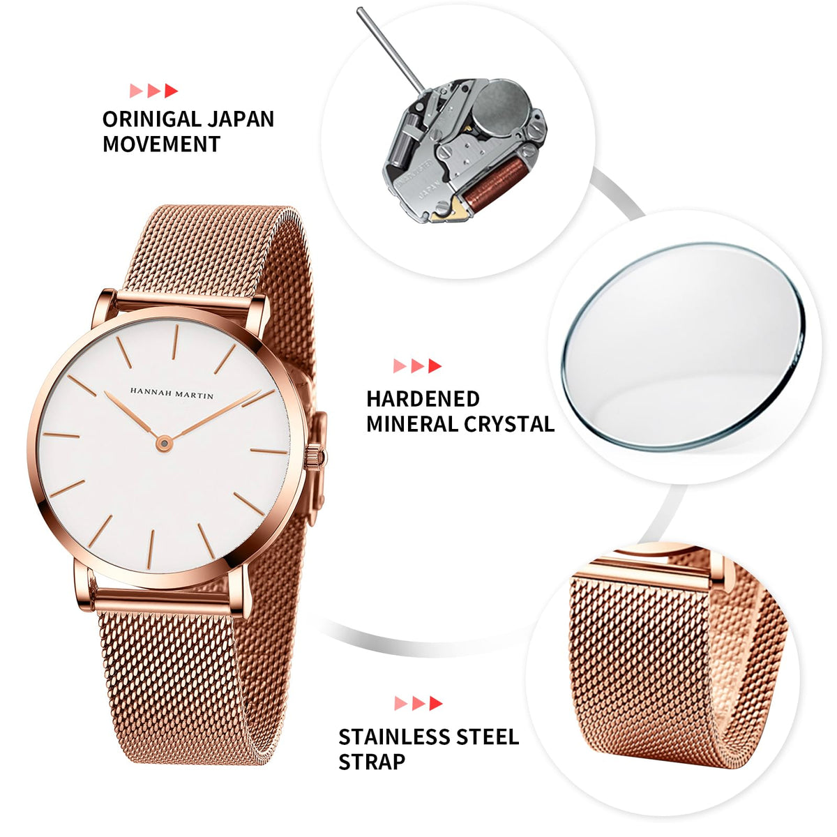 Hannah Martin Women's 36mm Minimalist Watch