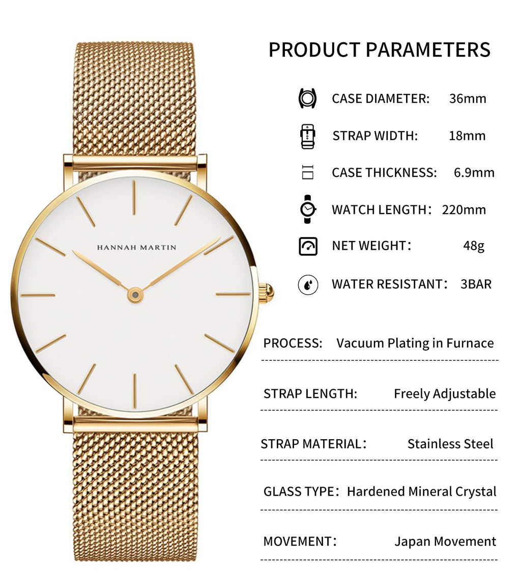 Hannah Martin Women's 36mm Minimalist Watch