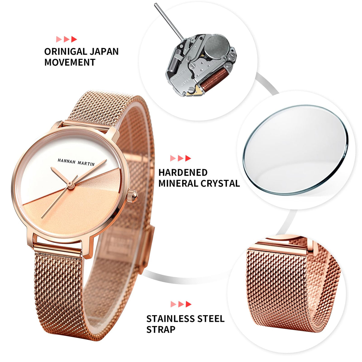Hannah Martin Women's 36mm Minimalist Watch