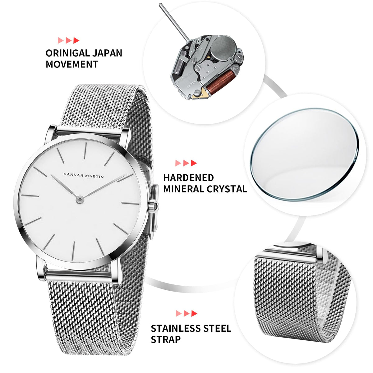 Hannah Martin Women's 36mm Minimalist Watch