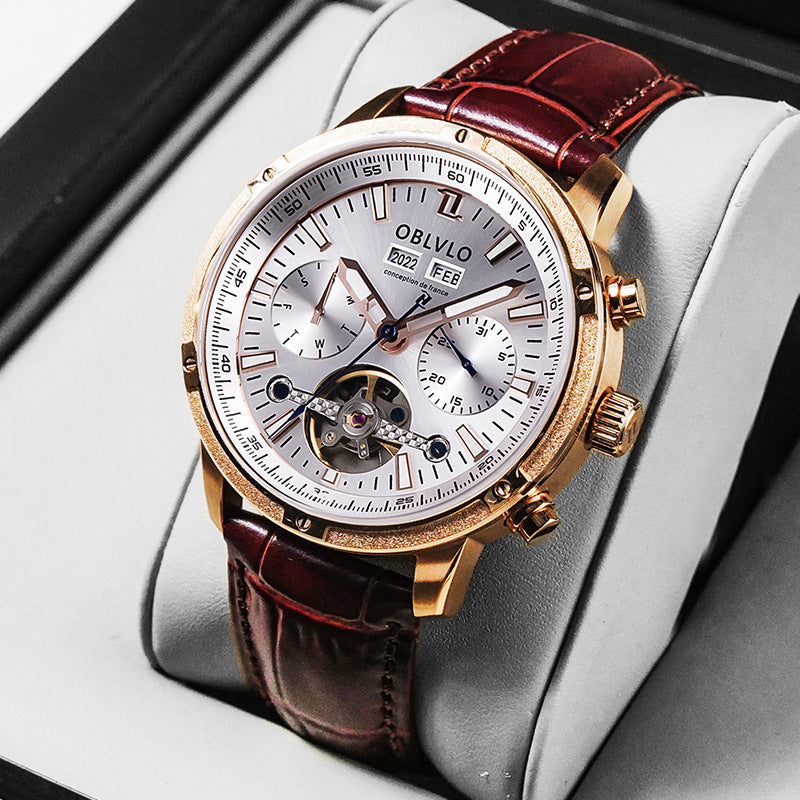 Men's Hollow-Dial Watch | Steel & Leather Styles