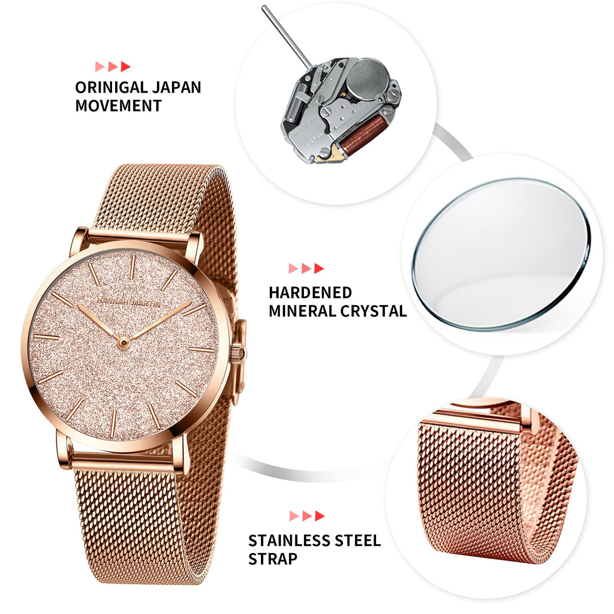 Hannah Martin Women's 36mm Minimalist Watch