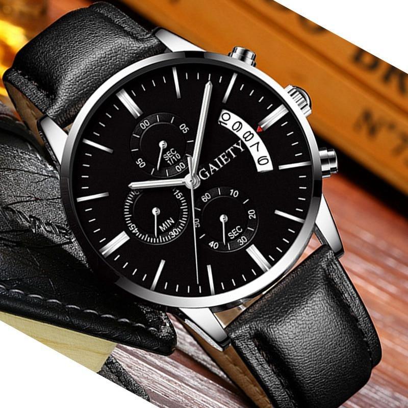 STEVVEX Men's 41mm Quartz Leather-Strap Watch | ST1WT3218BSAS