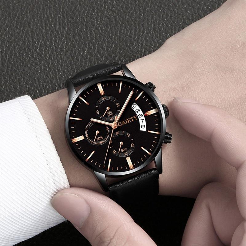 STEVVEX Men's 41mm Quartz Leather-Strap Watch | ST1WT3218BSAS