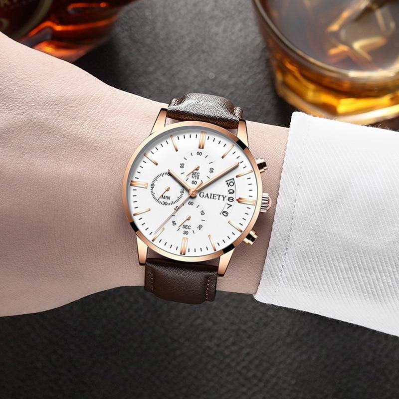 STEVVEX Men's 41mm Quartz Leather-Strap Watch | ST1WT3218BSAS