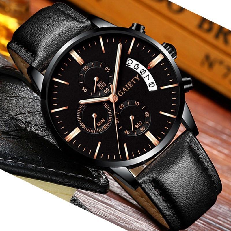 STEVVEX Men's 41mm Quartz Leather-Strap Watch | ST1WT3218BSAS