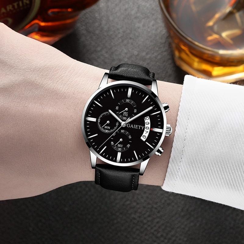 STEVVEX Men's 41mm Quartz Leather-Strap Watch | ST1WT3218BSAS