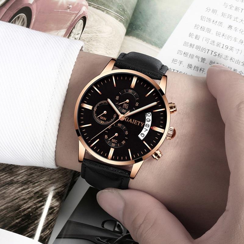 STEVVEX Men's 41mm Quartz Leather-Strap Watch | ST1WT3218BSAS