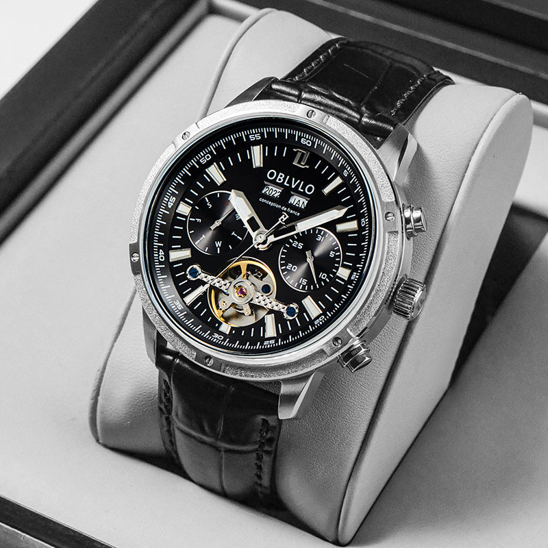 Men's Hollow-Dial Watch | Steel & Leather Styles