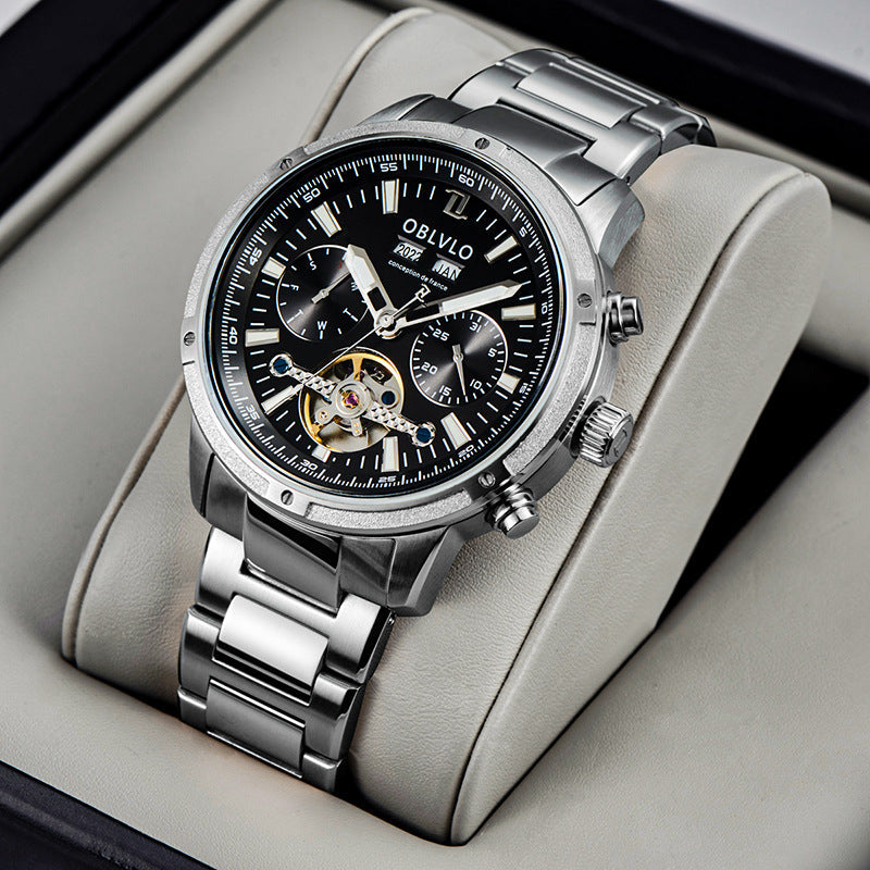 Men's Hollow-Dial Watch | Steel & Leather Styles