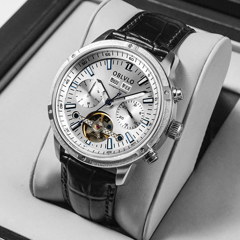 Men's Hollow-Dial Watch | Steel & Leather Styles