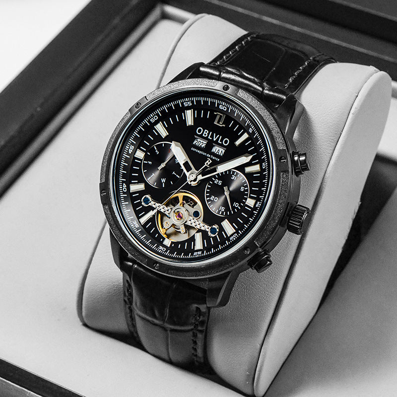 Men's Hollow-Dial Watch | Steel & Leather Styles