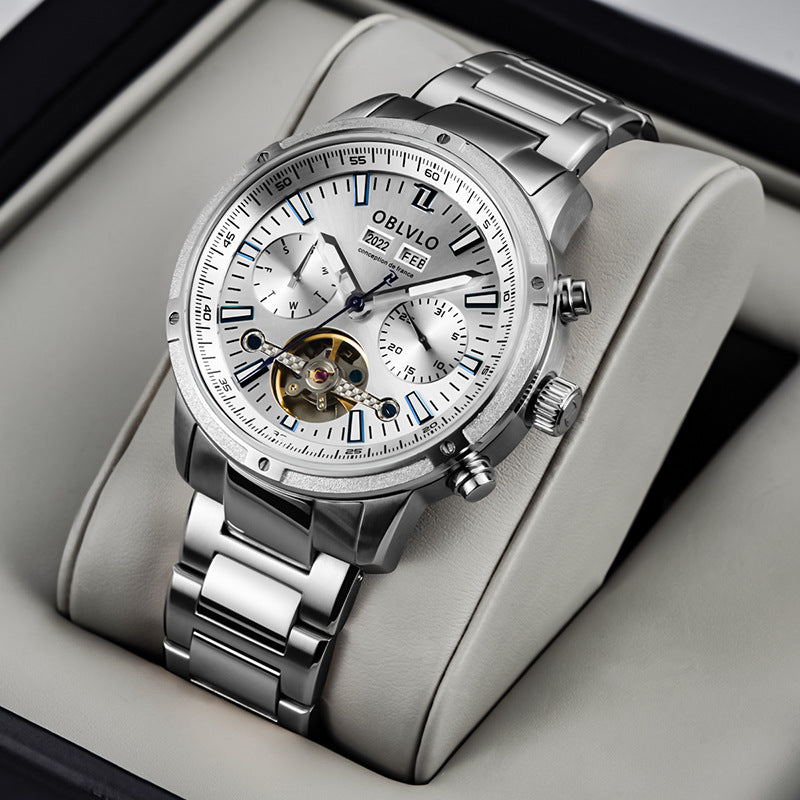 Men's Hollow-Dial Watch | Steel & Leather Styles