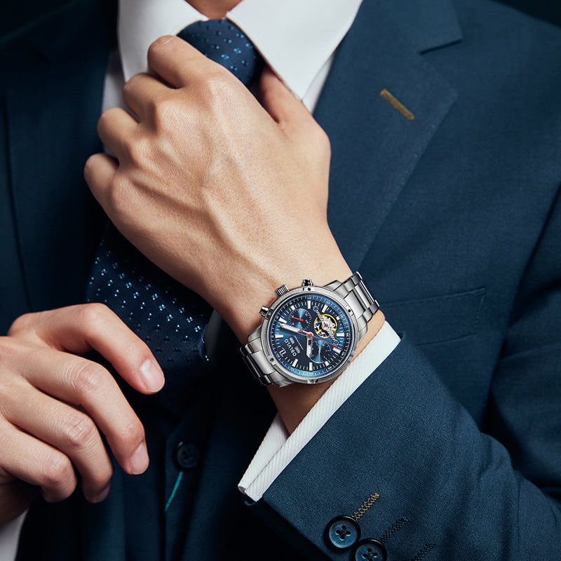 Men's Hollow-Dial Watch | Steel & Leather Styles