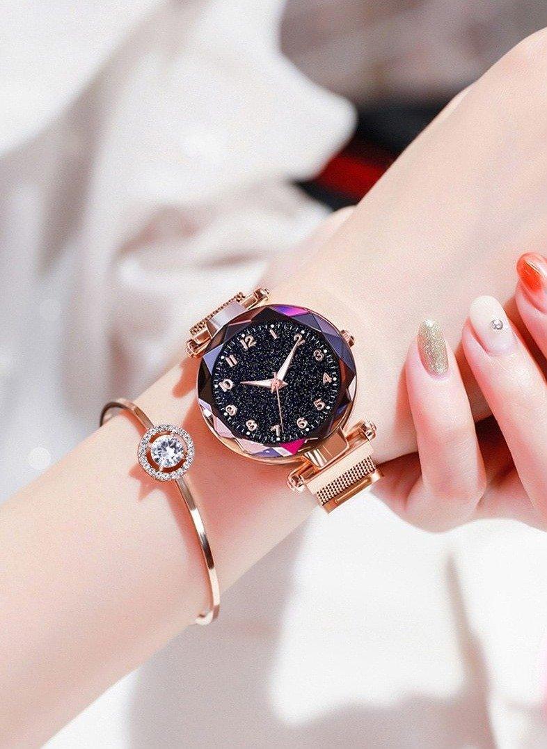 STEVVEX Women's 33mm Starry Sky Quartz Watch | Magnetic Clasp